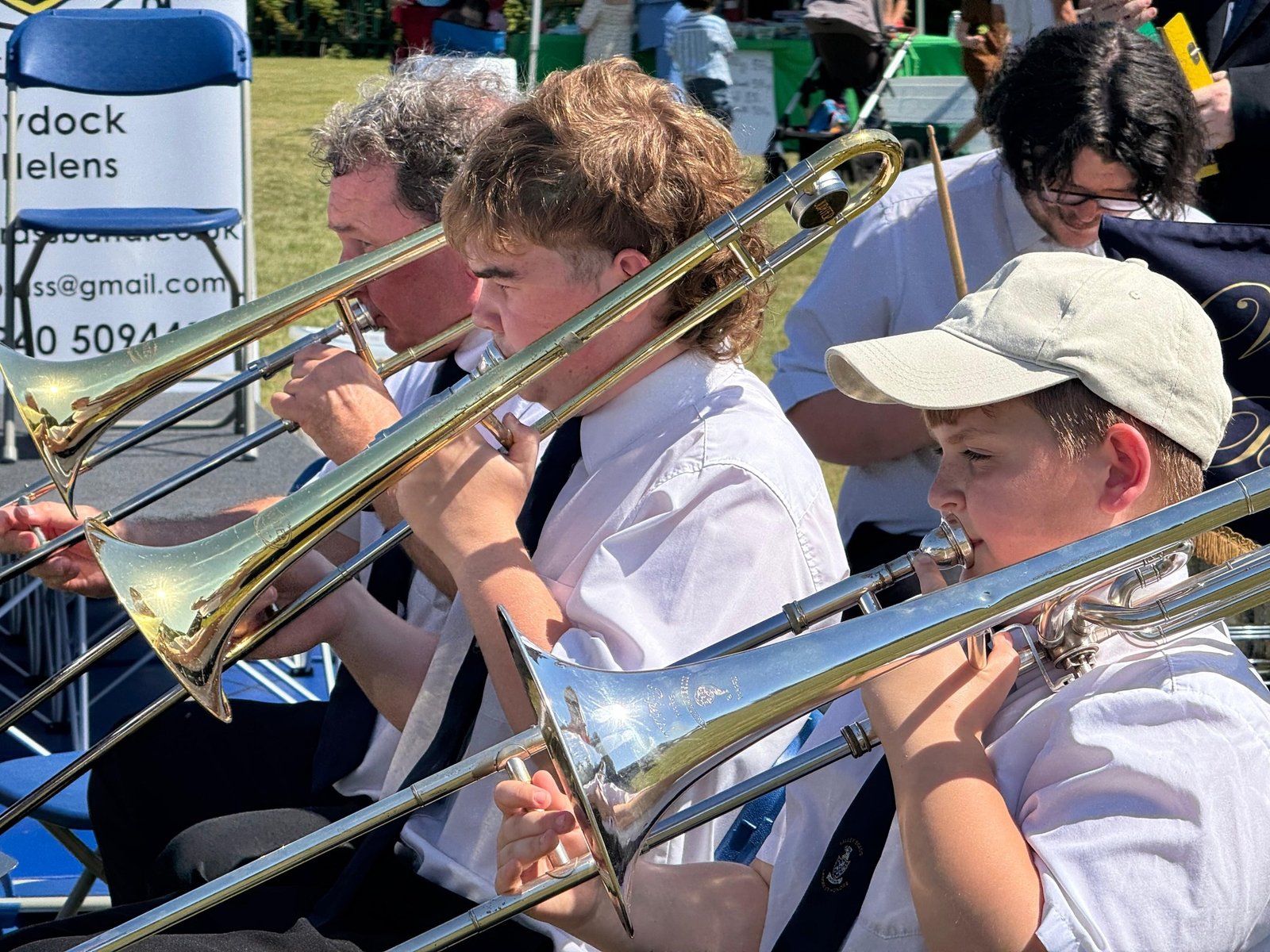 The trombones of Valley Brass Band's training band